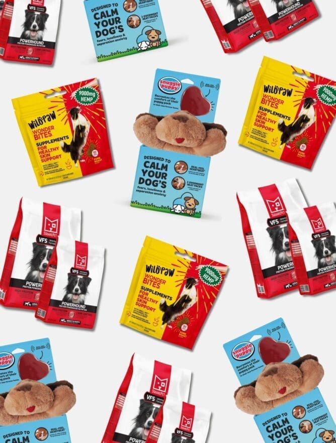 Pet care product packaging header photograph