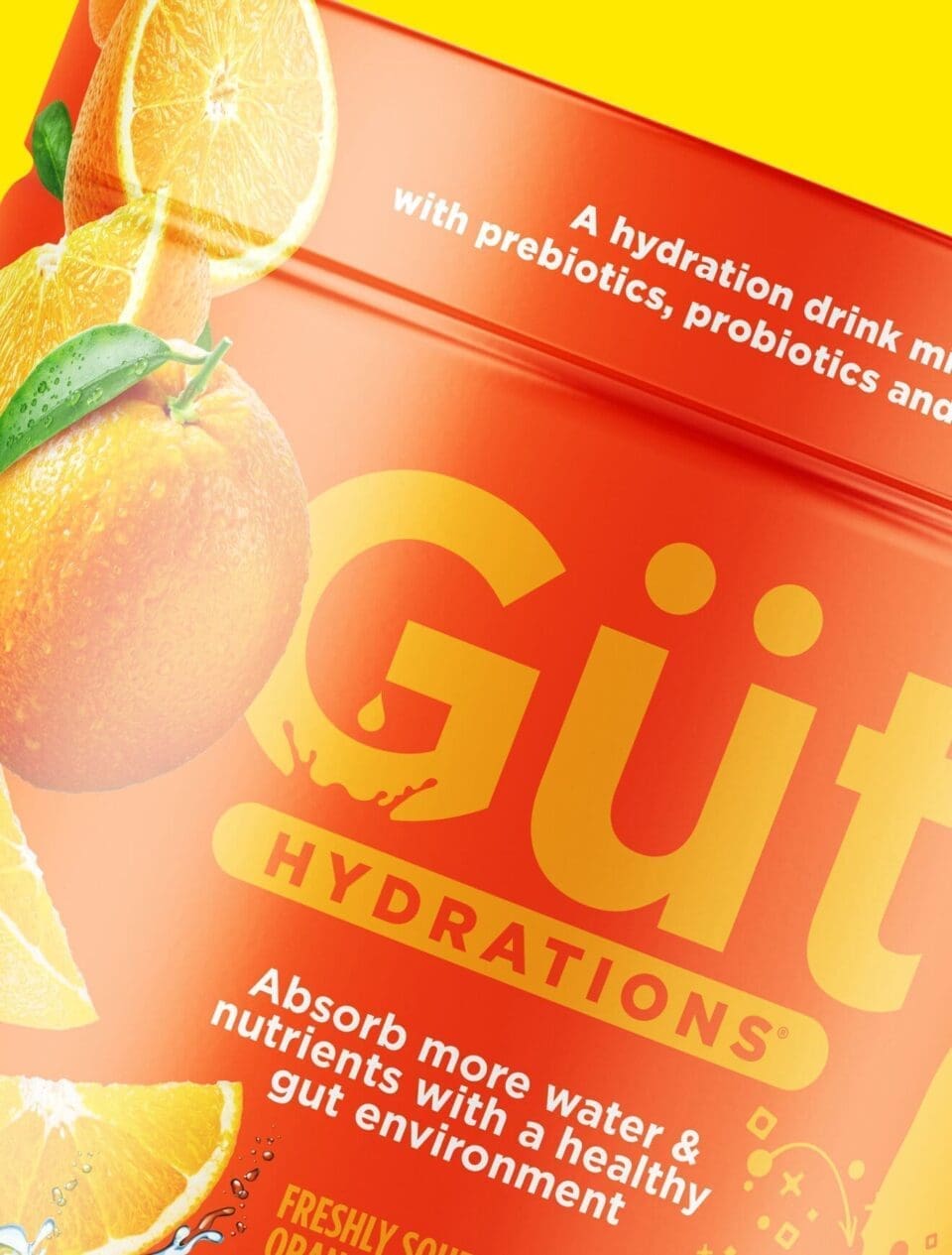 A close-up shot of Gut Hydrations packaging