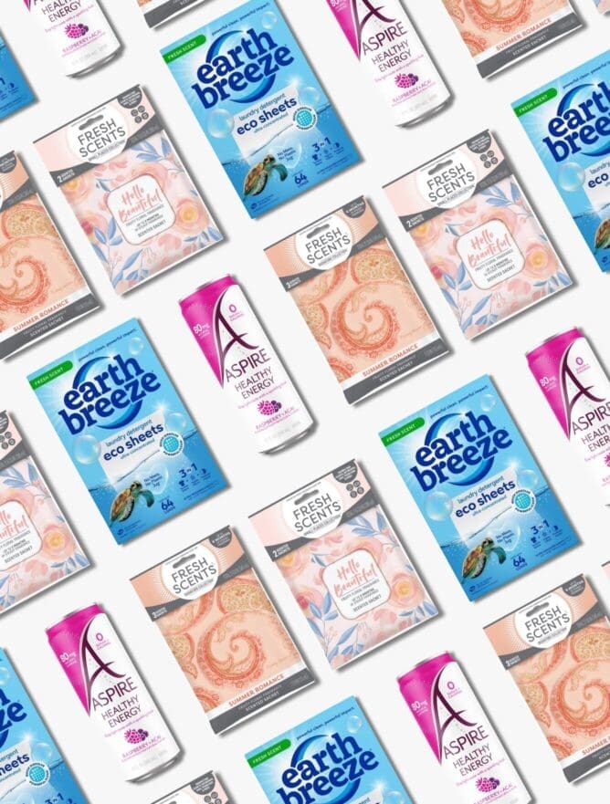 The image shows four different winning Walmart packaging designs created by SmashBrand.