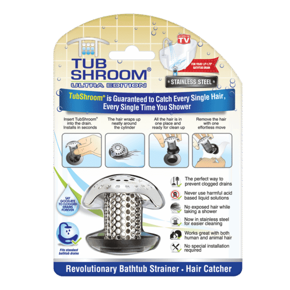 TubShroom Packaging Design Case Study: Existing packaging confused front panel created perceived complexity, limiting appeal with mainstream shoppers.