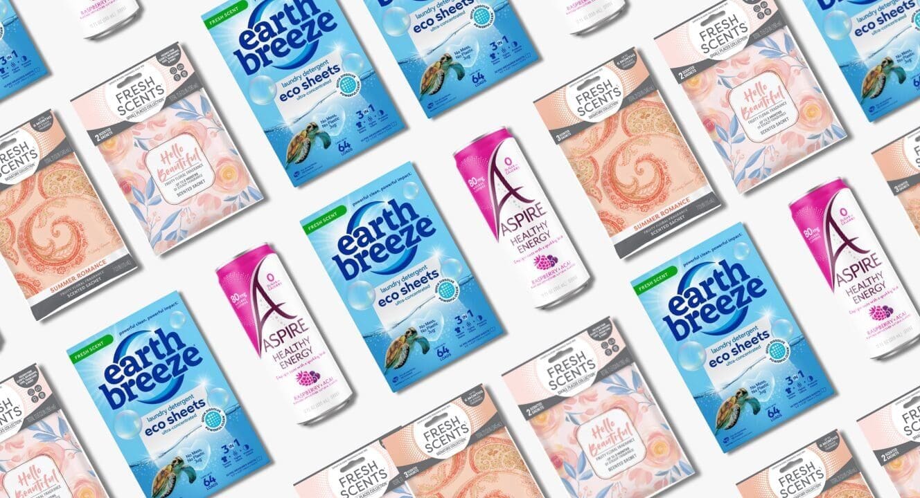 The image shows four different winning Walmart packaging designs created by SmashBrand.