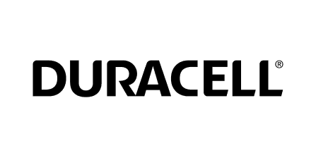Duracell wordmark in black on a green background, representing the brand logo.