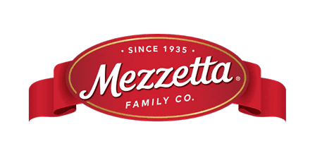 Mezzetta brand logo: red oval badge with white script 