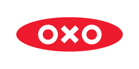 OXO brand logo on a red oval with white letters OXO