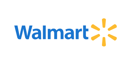 Walmart logo: blue wordmark with a yellow starburst spark on the right.