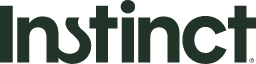 Instinct logo: dark green wordmark on a transparent background