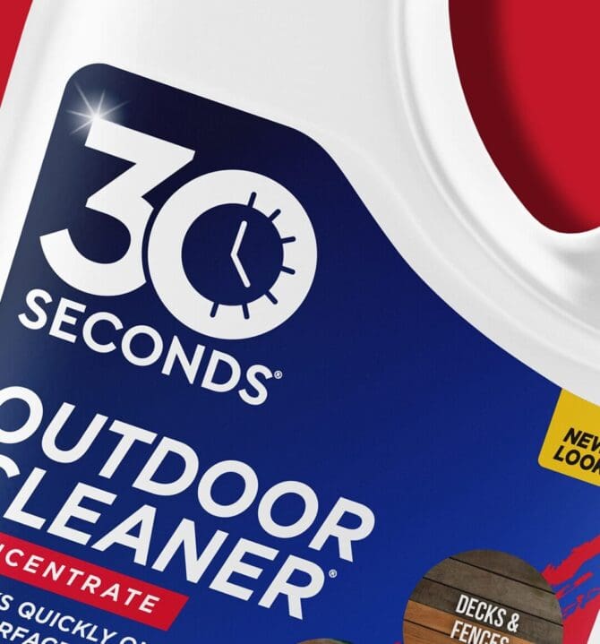 30 Seconds Outdoor Cleaner packaging redesigned by SmashBrand, the package design agency behind America's #1 outdoor cleaning brand's retail upgrade.