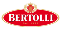 Bertolli logo: red oval with gold border, white 'BERTOLLI' text and 'DAL 1865' beneath, crest above.