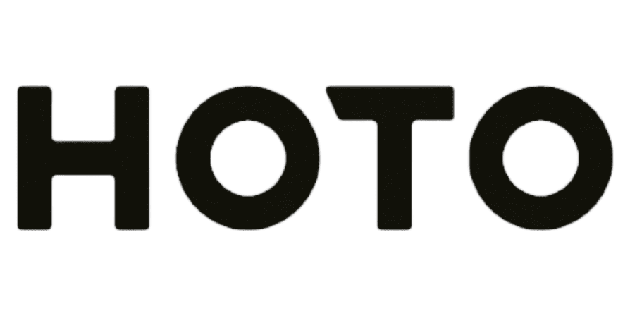 Brand logo reading HOTO in bold black letters on a transparent background