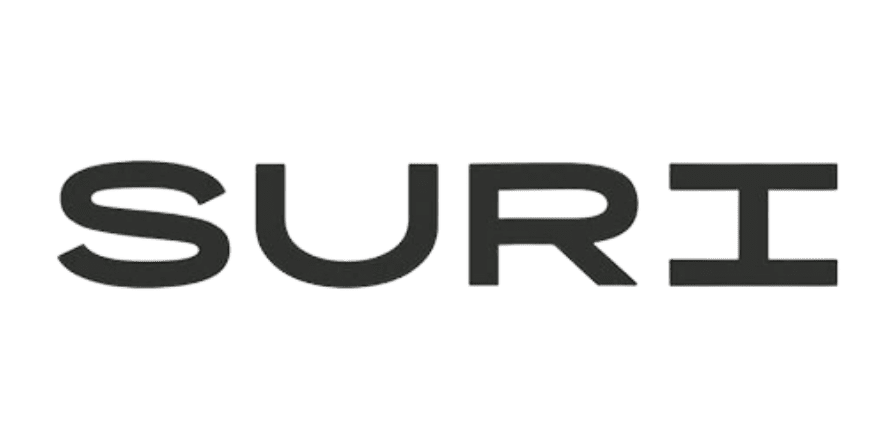 SURI in bold black uppercase letters on a transparent background (logo text).